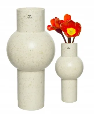 Produktbild von Dekorative Blumenvase aus beigem Ton 38 x 18,5 cm