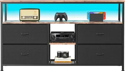 Zdjęcie produktu dla Szafka pod telewizor – szafka telewizyjna – 4 szuflady – regulowane półki – 108×30×78 cm – czarna