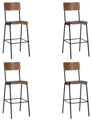 Produktbild von Barkruk - Barhocker - Bistrohocker - Küchenstuhl - Stuhl - Set mit 4 Stück - Sitzfläche aus Multiplexholz