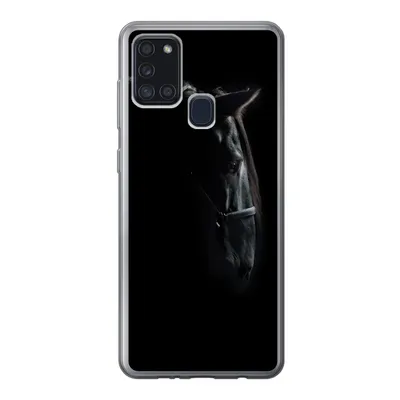 Produktbild von MuchoWow® Handyhülle Schutzhülle Hülle für Samsung Galaxy A21s Pferd - Leicht - Schwarz Silikon Softcase Handy Hülle - Hartschale