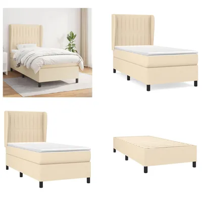 Produktbild von vidaXL Boxspringbett mit Matratze Creme 90x190 cm Stoff - Boxspringbett - Boxspringbetten - Bett - Schlafzimmermöbel