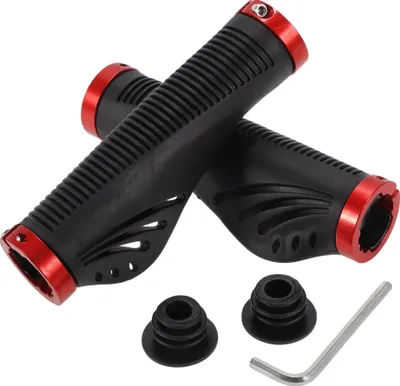 Image de 1 Ensemble De Poignées De Guidon De Vélo Avec Outil, Poignée De Vélo À Conception Ergonomique Antidérapante, Poignée Guidon À Double Verrouillage Pour Vélo Électrique Vtt, Rouge