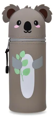 Produktbild von Federmäppchen, 2-in-1 Federmäppchen aus weichem Silikon – Stiftehalter für den Schreibtisch, mit Reißverschluss, aus Silikon, für Buntstifte und Filzstifte, Höhe 18,5 cm