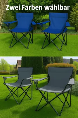 Produktbild von 2er Set Campingstuhl CLIFTON Grau inkl. Tasche Angelstuhl Faltstuhl Faltbar 120kg Stuhl