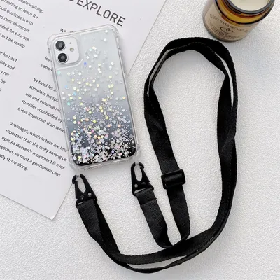 Produktbild von Mobigear Lanyard iPhone 13 Flexibles TPU Handykette - Schwarz