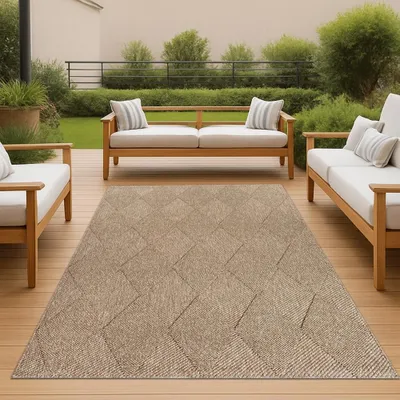 Zdjęcie produktu dla Dywan do wnętrz i na zewnątrz z juty o uniwersalnym wyglądzie w kolorze beżowym/brązowym Rozmiar - 80 x 150 cm