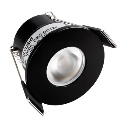 Produktbild von S-Polylight PREMIUM Mini LED- Einbauspots Warmweiss 3.000K, DIMMBAR, IP65, FUNK 3W LED Einbaustrahler Terrassenüberdachung, Terrassenbeleuchtung, Bad, Sauna, LED Spots (SCHWARZ, 1x LED-Spot)