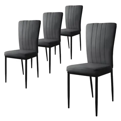 Obrázek produktu pro ML-Design sada 4 jídelních židlí se sametovým potahem, šedá, kuchyňské židle s opěradlem, čalouněná židle s kovovými nohami