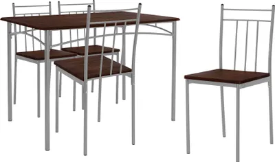 Produktbild von ML-Design 5-teilig Essgruppe, Esstisch mit 4 Stühlen, Dunkel, Holz, Esszimmerstühle mit Metallbeinen