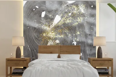 Produktbild von MuchoWow® Fototapete für Wohnzimmer oder Schlafzimmer Wandtapete Vinyl Motivtapete Marmor - Gold - Luxus - Weiß - 240x240 cm - Schlafzimmer-Tapete