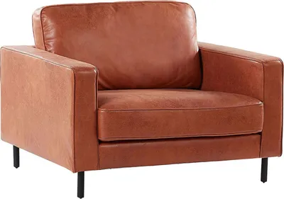 Obrázek produktu pro BELIANI Křeslo zlatohnědé umělá kůže černé nohy retro styl široké obývací pokoj