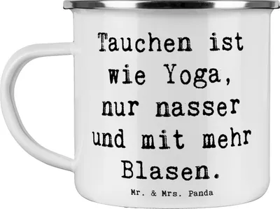 Produktbild von Mr. & Mrs. Panda wanderbecher Spruch Tauchen Yoga - Weiß - Geschenk, Exploration, Pott, Motivtasse, Sport, Abenteuer, Teetasse, Sportler, Sportart, Tauchermaske