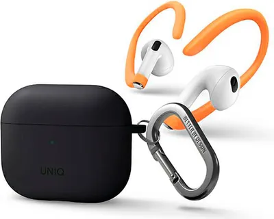 Produktbild von UNIQ Nexo AirPods 3. Generation Hülle + Ohrhaken Silikon Grau/Grau