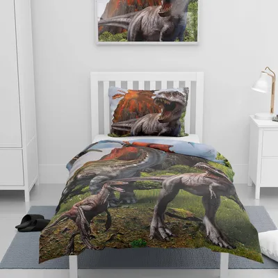 Produktbild von Dino Bettwäsche Set 2-teilig 135x200 80x80 cm – Kinderbettwäsche mit Reißverschlüssen – 100% Baumwolle Renforcé – Hautfreundlich & atmungsaktiv – Wendemotiv –