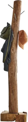 Produktbild von Garderobe Sedan aus Teakholz, naturbelassen, Garderobenständer aus Massivholz, einzigartiges Unikat, Kleiderständer ca. 40 x 25 x 170 cm, Standgarderobe