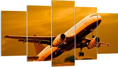Produktbild von Bild auf Leinwand - Leinwandbild - Passagier Flugzeug Flugzeug Flügel - 160x85cm - Wand Bild - Wanddeko - Leinwanddruck - Bilder - Kunstdruck - Leinwand bilder - Wandkunst - EA160x85-0368