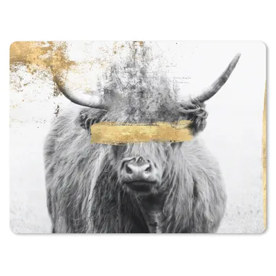 Produktbild von MuchoWow® Mauspad Mousepad Schottischer Highlander - Gold - Schwarz - Weiß 40x30 cm - Mousepads - Maus Mat - Pad - Mausunterlage - Anti Rutsch