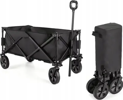Produktbild von KRAFT&DELE | Bollerwagen Faltbar, 90L, 91x52x59, für Strand Camping Einkauf, Handwagen, Transportwagen, Gartenwagen, Faltbollerwagen, Klappbollerwagen