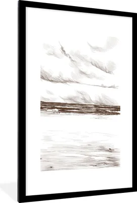Produktbild von MuchoWow® MuchoWow® Gerahmtes Poster Meer - Himmel - Strand 60x90 cm - Poster mit zchwarzem Bilderrahmen - Dekoration - Wandposter Wohnzimmer - Hochwertig