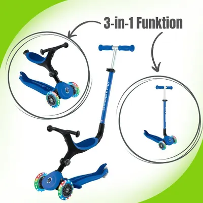 Produktbild von Globber Go-Up Active Lights 3-in-1 Kinderfahrzeug, Farbe:Dunkelblau