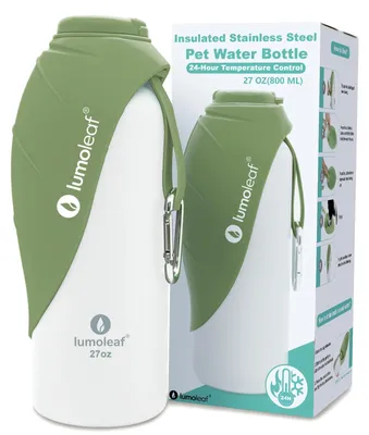Immagine prodotto di Borraccia per cani ciotola per cani - Acciaio inossidabile - 800 ml - Verde - A doppia parete