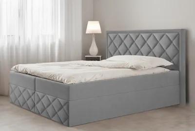 Produktbild von Bett Boxspringbett DORI 3 mit Topper T25 und Bettkästen - Doppelbett, Stauraum, Schlafzimmer, Polsterbett, Bettgestell (160x200, Grau - ITAKA 50)