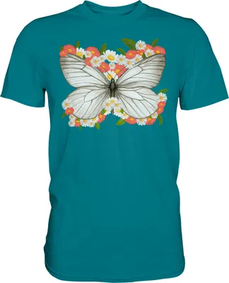Produktbild von Frauen Blumen Schmetterling T-Shirt – Diva Blue / S