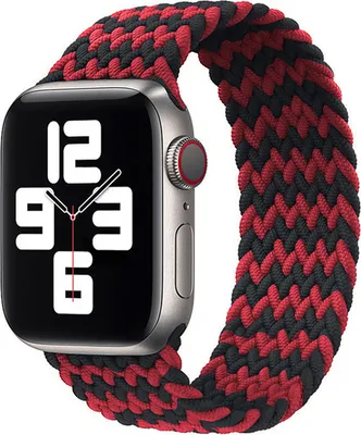 Produktbild von Armband für Apple Watch Series 8 7 6 5 4 3 2 1 - Geflochten Loop Sport Band Ersatzarmband - Schwarz/Rot - 38mm 40mm 41mm