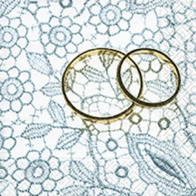 Produktbild von 20 LUNCH SERVIETTEN 33x33cm Eheringe, Hochzeit/WEDDING RINGS ON LACE