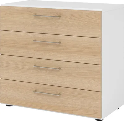 Produktbild von bümö smart Schubladen Schrank - 4 Schübe - Nachbildung: Weiß/Eiche