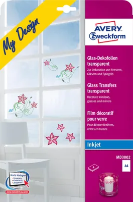 Produktbild von Avery Zweckform MD3002 Glas-Dekofolie, 210 x 297 mm, 4 Blatt