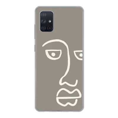 Produktbild von MuchoWow® Handyhülle Schutzhülle Hülle für Samsung Galaxy A71 Gesicht - Abstrakt - Strichzeichnung Silikon Softcase Handy Hülle - Kartenbesitzer
