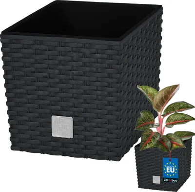 Obrázek produktu pro KOTARBAU® Venkovní ratanový květináč na terasu s obalem antracit 20X20 CM