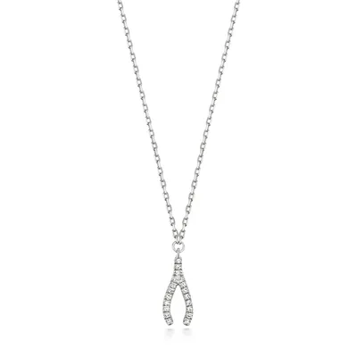 Produktbild von Funkelndes Feuer Moderne 9 Karat (375) Weißgold Damen - Diamant Halskette Brillant-Schliff H - I1 - 46cm*4mm; TRS28032