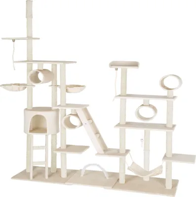 Produktbild von tectake® Kratzbaum Snooky 234 bis 261 cm inklusive 2 Treppen, 2 Spielkordeln, Kratzbogen, Deckenspanner und Kippschutz