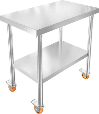 Produktbild von JOIEYOU Servierwagen Edelstahl Rolltisch 76x60x85cm Küche Arbeitstische mit Küchenplatte Belast bis 300KG, Ablagefläche & 4 Rädern, Edelstahltisch für Lebensmittelzubereitung, Catering, Restaurant
