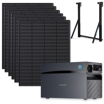 Produktbild von SUNSHARE Ray 1200W Balkonkraftwerk Komplettset mit 2 kWh Glory & Solarpanel-Universahlhalterung für viele Balkontypen