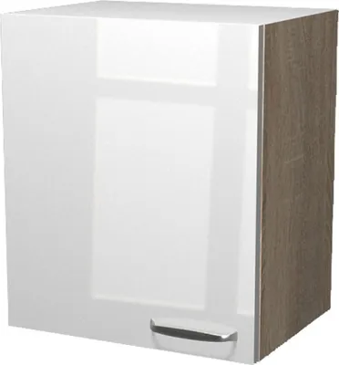 Produktbild von Hängeschrank Küche - 50 cm breit - Hochglanz Weiß Sonoma Eiche – Valencia