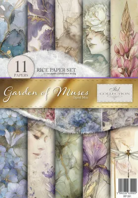 Produktbild von Reispapier-Set A4 für Decoupage – RP091 – Garden of Muses – ITD Collection