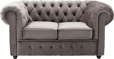 Produktbild von 2-Sitzer Sofa Chesterfield Couch in Samt grau 156 cm