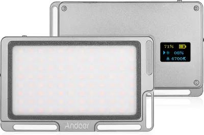 Produktbild von Tragbare LED-Videolicht-Panel-Kamera von Andoer mit integrierter 2800mAh-Batterie mit OLED-Bildschirm 1/4 Zoll-Schraubenloch 3500K-5700K Dimmable 96pcs LEDs fuer DSLR-Kameras Smartphone-Video-Fotoshooting