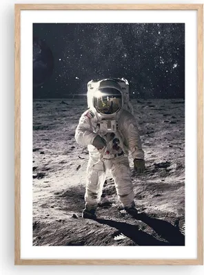 Produktbild von Gerahmtes Poster - Rahmen in heller Eiche - Mond Erde Astronaut - 50x70 cm - Wand Bild - Wanddeko - Wandbilder - Kunstposter - Wandposter - Bilderrahmen - Bilder - Kunstdruck - P2NPA50x70-4882