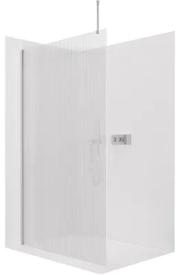 Obrázek produktu pro CERANO - Sprchová zástěna Walk-in Onyx Top Round L/P - 8 mm - kulatá vzpěra - chrom, rýhované sklo - 120x200 cm