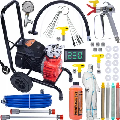 Imagen del producto de Kit completo Rosfix para pistola de pintura, modelo Rosfix Red Strong Storm 1100 RSS05, con 3500W, 22MPA, 18L/min, e incluye accesorios