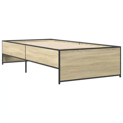 Obrázek produktu pro vidaXL Rám postele Sonoma dub 100x200 cm materiál na bázi dřeva a kovu