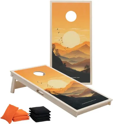 Produktbild von Cornhole-Set – 120 x 60 cm – Sacklochspiel – Wicked Wood – offiziell ACL-lizenziertes Bretterset – 2 x 4 Cornhole-Säckchen 450gr – Cornhole-Spiel für draußen