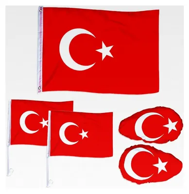 Produktbild von 5-teiliges Fanset für das Auto - Türkei Flagge Fußball EM Fanartikel