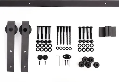 Produktbild von HOMCOM 200 cm Holz-Schiebetür-Hardware-Zubehör-Set, Schienenführung mit Schrauben, max. Belastung 90 kg brauner Kohlenstoffstahl