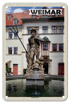 Produktbild von Blechschild Städte Weimar Neptunbrunnen Architektur 12x18cm Schild