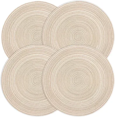 Imagen del producto de Juego de 4 individuales redondos, lavables, de 38 cm de diámetro, para la mesa de comedor